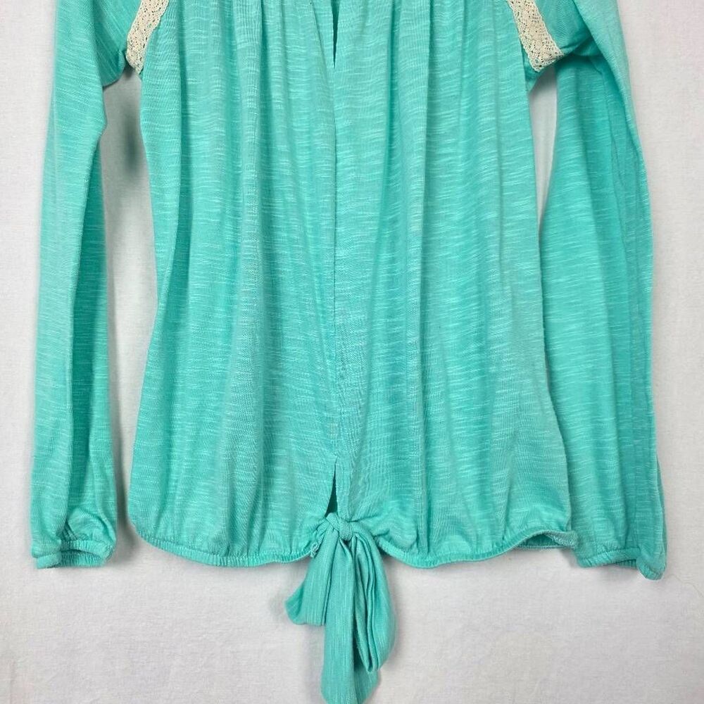 Self Esteem Tie Front Top Women Small Aqua - Picture 3 of 8